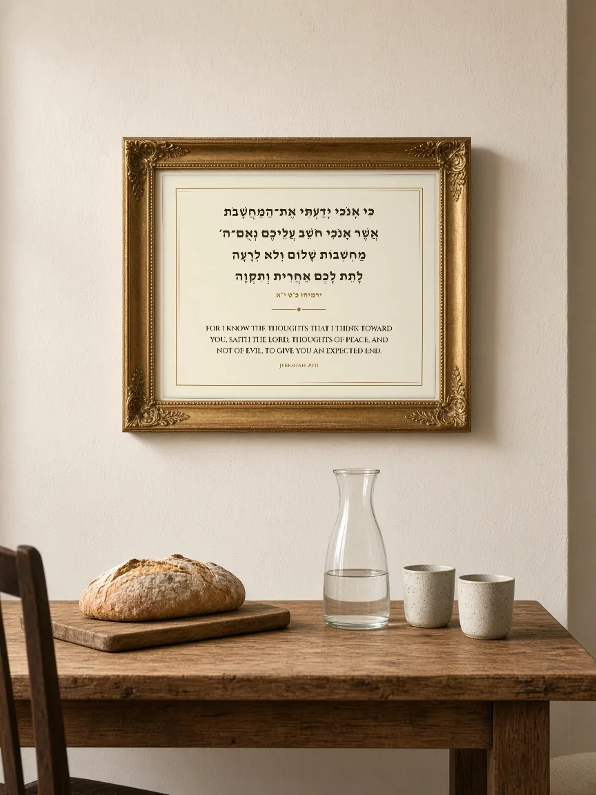 Framed bilingual print of Jeremiah 29:11